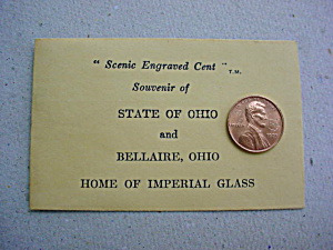 Imperial Glass Souvenir Penny W/envelope