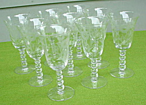 (8) Imperial Candlewick Floral Etch Goblets