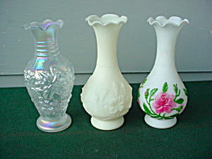 3 Imperial Glass Floral Bud Vases
