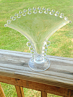 Imperial Candlewick Floral Etch Fan Vase