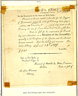 Ny Assemblyman Mcfarland 1819 Document