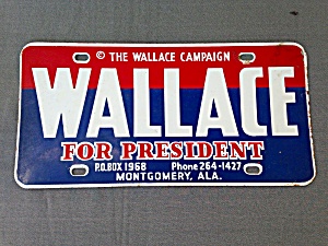 Wallace For President License Plate