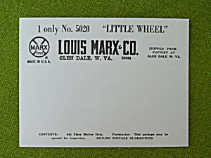Marx Little Wheel Unused Shipping Labels