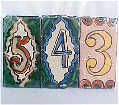 Mexican House Number Tiles - Set Of 3