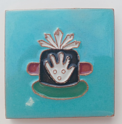 3 Inch Hopi Ceremonial Mask Tile - Mckusick Gila Pottery 1960's