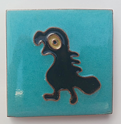 3 Inch Mckusick Gila Pottery Tile Of Walking Baby Parrot