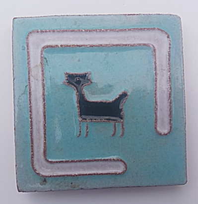 3 Inch Tile Made At Desert House Crafts Deer / Antelope Within A Line.