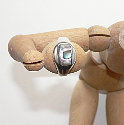 Mens Abalone And Silver Ring