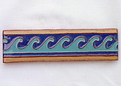 California Faience Border Tile With Waves