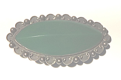 Sterling Silver Mexican Broach With Green Jade Stone