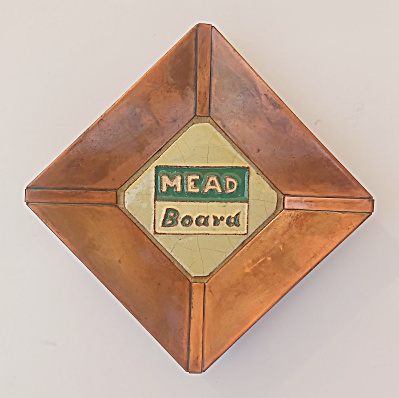 Mid 1950's Mead Board Advertising Tile In Copper Frame Desert House Crafts