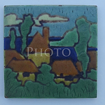 4 Inch C. Pardee Tile Village In Wooded Area