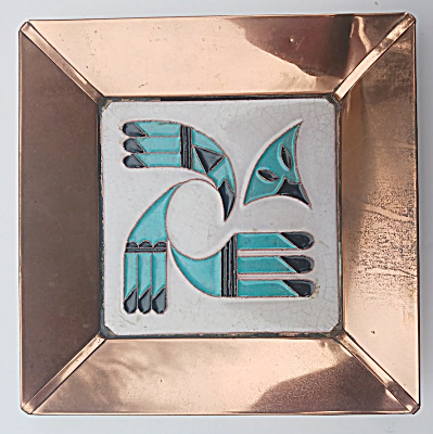 6 Inch Tile Copper Framed Zuni Bird Made At Desert House Crafts Tucson