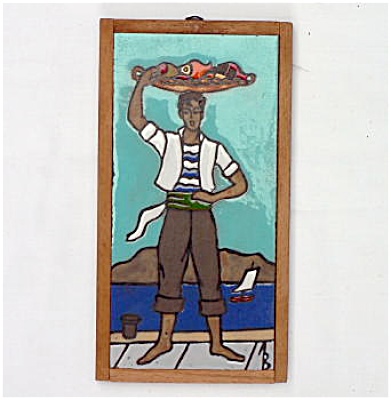 Scenic Signed Tile - Man At The Sea Shore