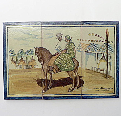Spanish Tile Panel #1 Signed Vicente Flores