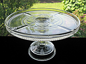 Antique Victorian Glass Cake Stand - Argent/rope Bands