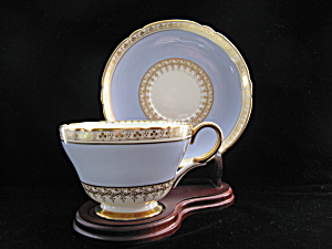 Shelley Cup & Saucer - Blue With Gold Clover Border