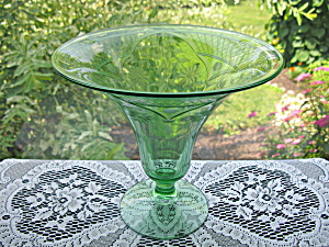 Fostoria Green Cut Footed Flared Vase