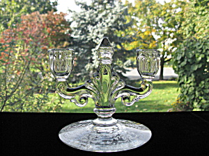 Heisey Trident 2 Lite Candlestick W/orchid Plate Etch