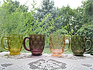 Imperial Glass Olive Pattern Mugs - Set Of 4 - 4 Colors