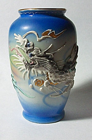 Vintage Circa 1950`s Dragonware Blue Vase