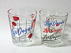 2 Vintage Different Las Vegas Shot Glasses