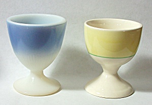 Old 1960`s England Yellow Green Line Porcelain Egg Cup