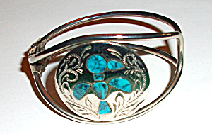Roma Silver Plate Turquoise Bracelet