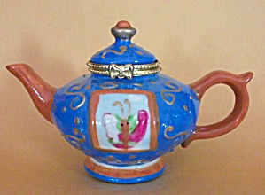 Hand Painted Butterfly Teapot Knick Knac Ring Keeper