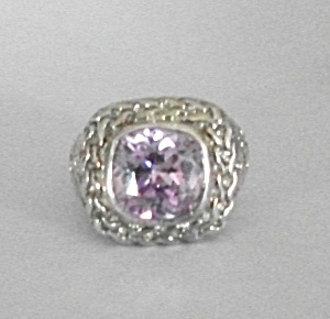 Retro 925 Sterling Silver Chain Link Amethyst Ring