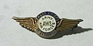 Vintage Lapel Pin Back A W S Army Air Force Asst Cheif