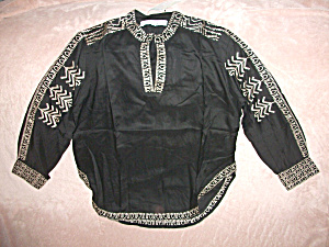Nos Nwt Gretchen Scott Black / Khaki Embroidered Tunic