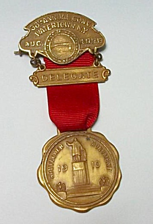 1910 38th Annual Conv. Watertown N.y. Delegate Badge Pi