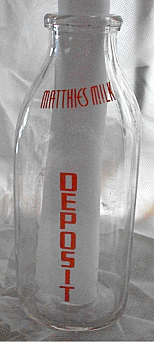 Vintage Matthies Quart Milk Bottle