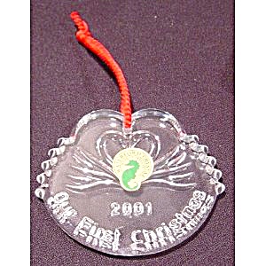 Waterford 2001 Our 1st Christmas Swans Ornament Mib New