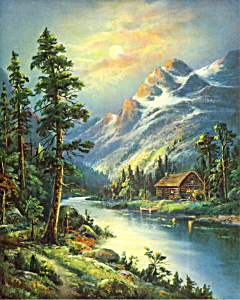 1950s Calendar Picture Mountain Scene