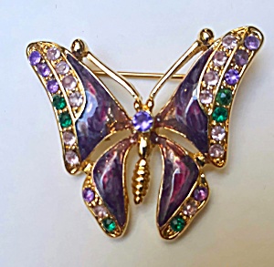 Butterfly Enamel Rhinestone Brooch Pin