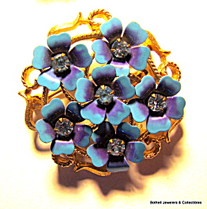 Avon Flower Rhinestone Enamel Vintage Brooch Or Pin