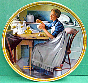 Norman Rockwell Plate 'working In The Kitchen'