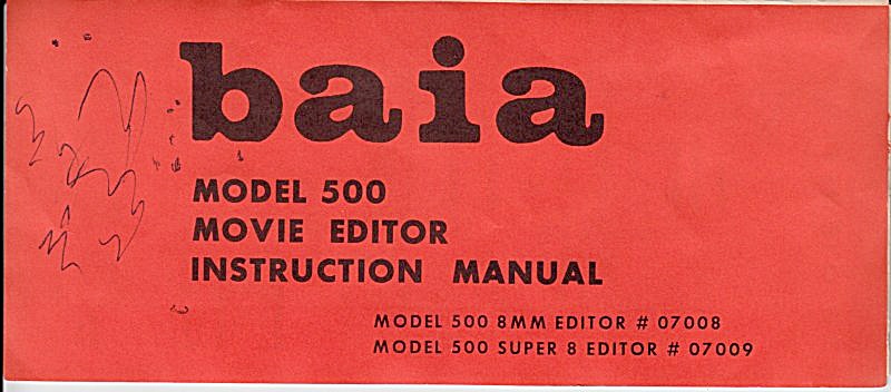 Baia Movie Editor, Mod 500 - Downloadable E-manual