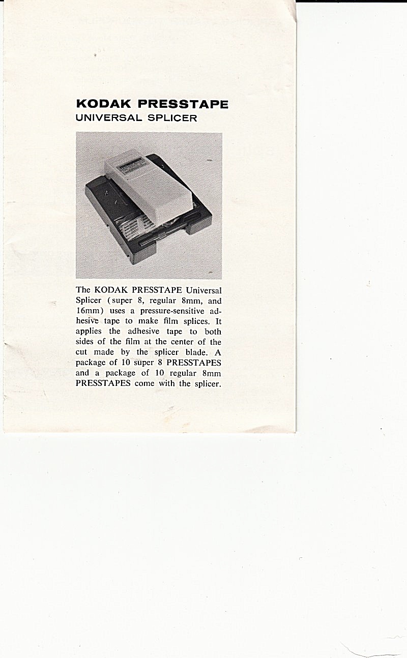 Kodak Presstape Universal Splicer-downloadable E-manual