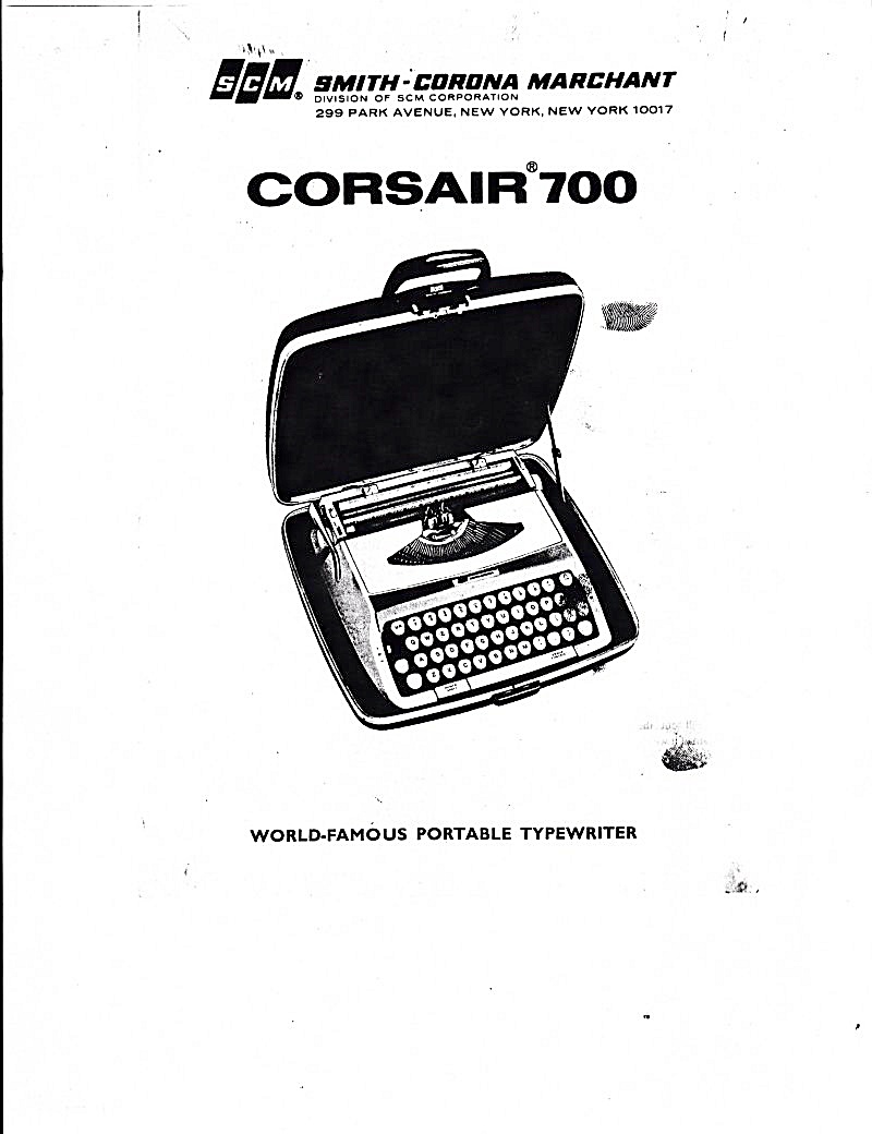 Smith-corona Corsair700 Typewrtr-downloadable E-manual