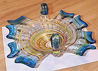 Large 10 Inch Multi-colored Murano Glass, Italian Art Glass Basket