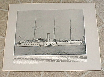 1898 Antique U.s. Navy Ship Print, Uss Concord, Drill Machine Guns