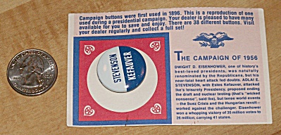 Reproduction 1956 Stevenson Presidential Election Campaign Pin