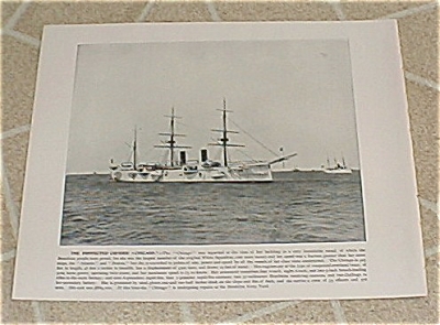 1898 Naval Ship Antique Print, Uss Chicago, Uss Montgomery, U.s. Navy