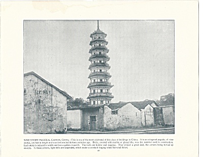 Nine Story Pagoda, Canton, China 1892 Shepp's Photographs Book Page