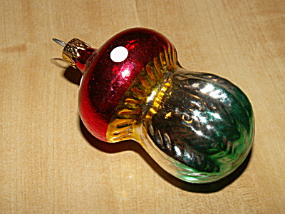 Vintage Columbia Glass Christmas Ornament Multi-color Mushroom Dots