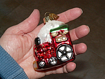 Nifty Vintage Mercury Glass Christmas Ornament Red Train Engine