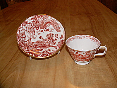 Royal Crown Derby China Cup & Saucer Red Aves A 74 Bloomingdale's